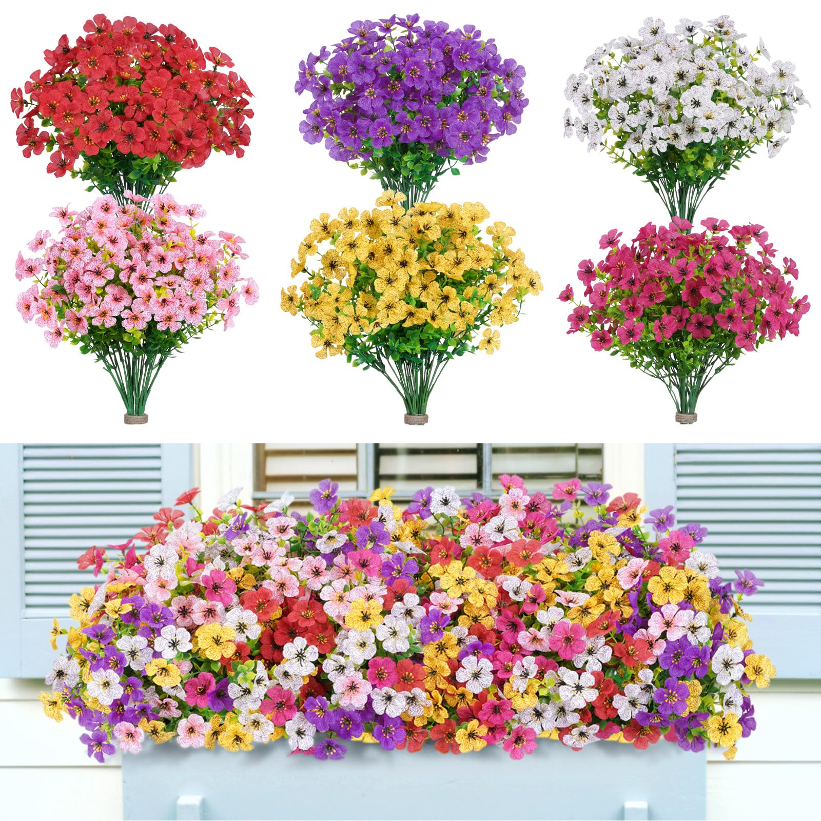 Lifewit Artificial Flowers for Outdoor Indoor, 24 Bundles
