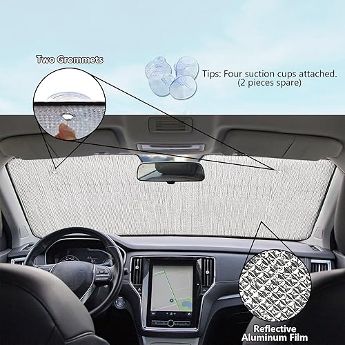 Miniatura 3 de Parasol para parabrisas de automóvil, hermoso color rojo, divertido y divertido para parabrisas delantero, reflector, protección solar, mantiene el