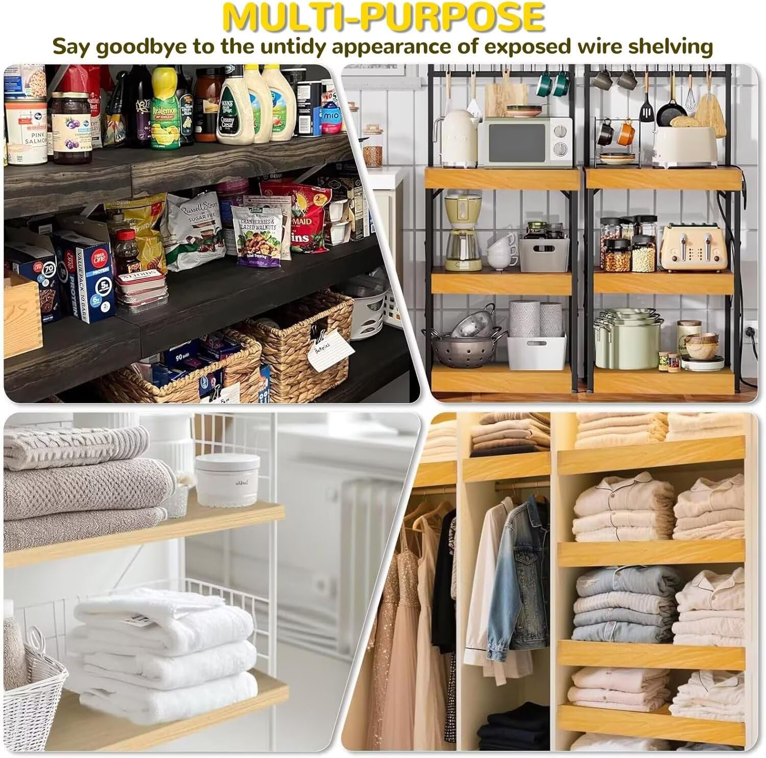 5 Pcs Wire Shelf Covers, 16x48 in Foamed PVC Wire Rack Covers with Wood Grain Texture (Not Wood), Removable Decorative Shelf Covers for Pantry, Closet, Cabinet, Kitchen