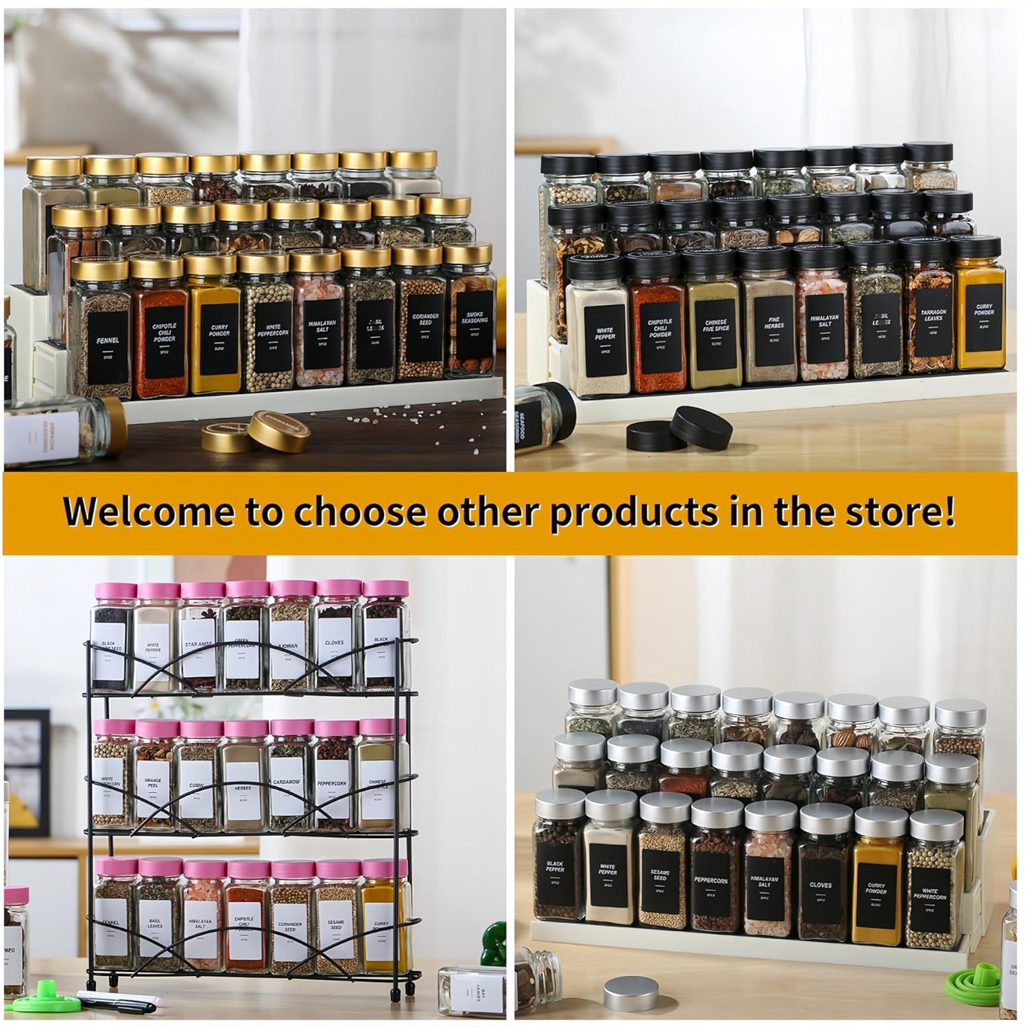 24Pcs Spice Jars Containers with Labels，4oz Black Seasoning Bottles with Shaker Lids for Rack, Cabinet, Drawer,Empty Square Condiment Pots (24, Black) - Image 9