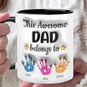 D-Story 3D Inflated Dad Mug with Personalized Kids Names
