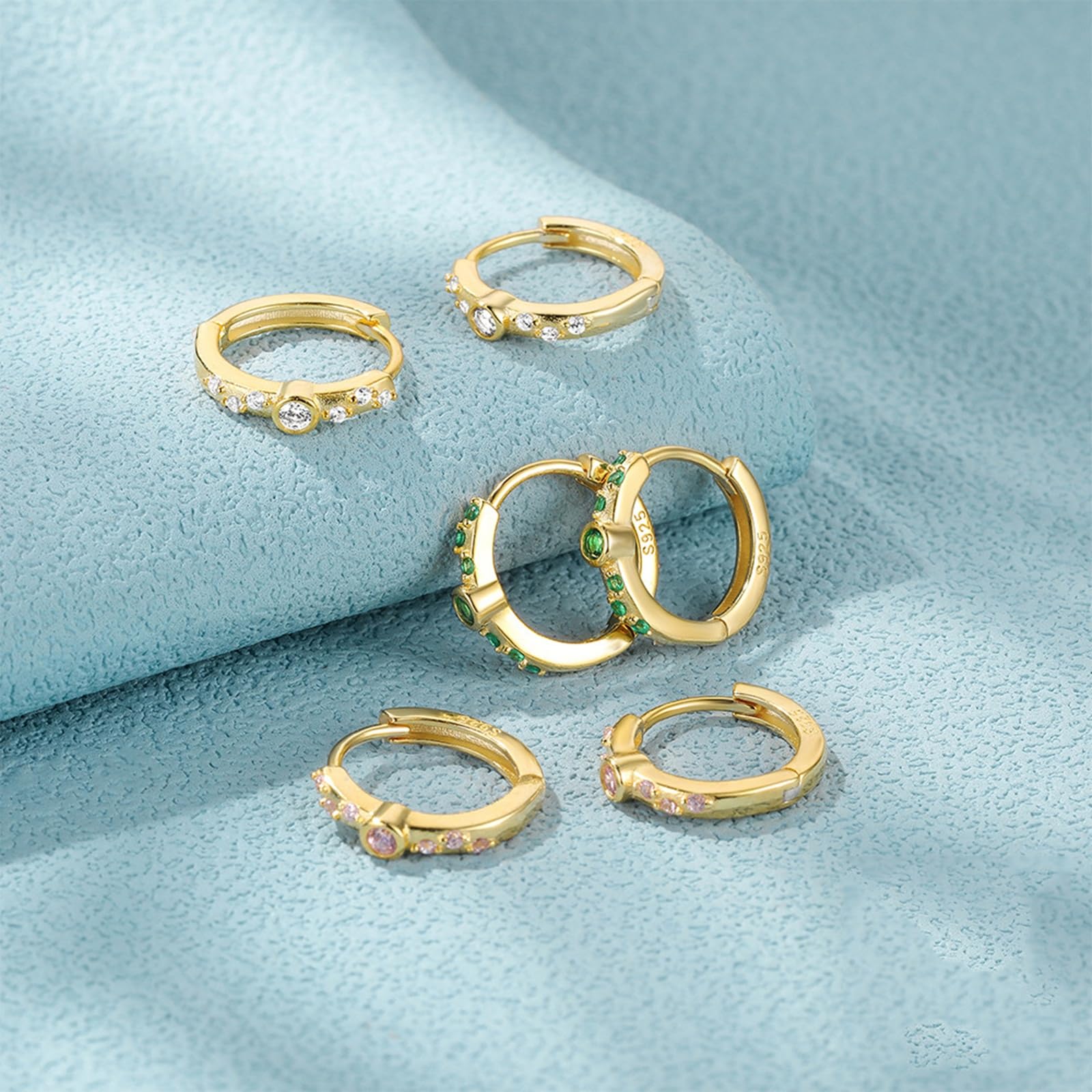 Orecchini Argento 925 Donna Zircone Intarsiato Oro Orecchini Da Donna A Cerchio