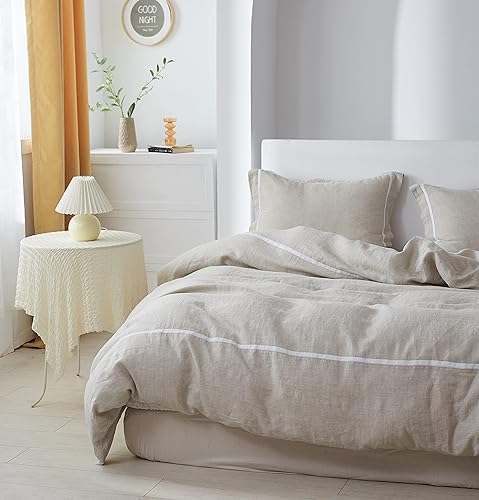 Miniatura 2 de Simple&Opulence Juego de funda nórdica 100% lino con ribete y 100% lino bordado (King, lino)