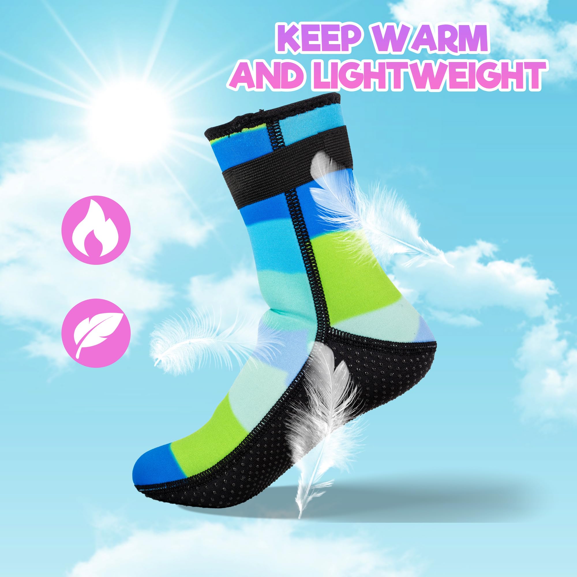 YOTAN Neoprensocken Kinder 3mm, Rutschfeste Wassersport-Socken für Schwimmen, Surfen, Strand & Tauchen, Atmungsaktiv, Langlebig, Wärmend