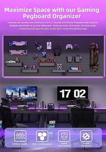 Miniatura 4 de Zestify Renueva tu espacio con un versátil kit de tablero perforado organiza sin esfuerzo la configuración del hogar, la oficina y los juegos con