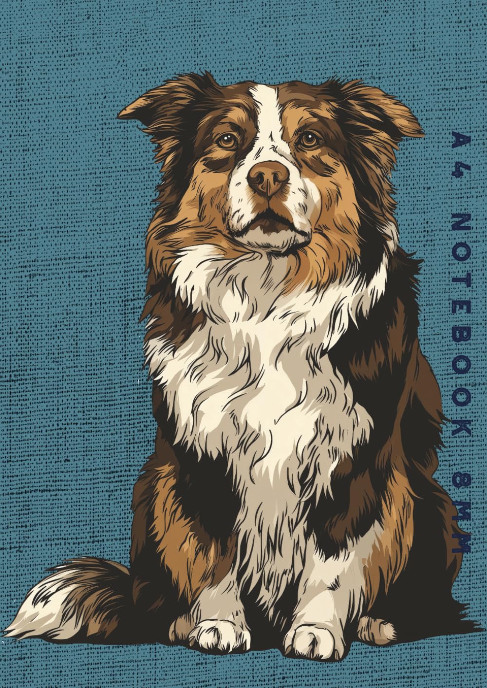 A4 Notebook 8mm: Australian Shepherd Dog Lined Exercise Book