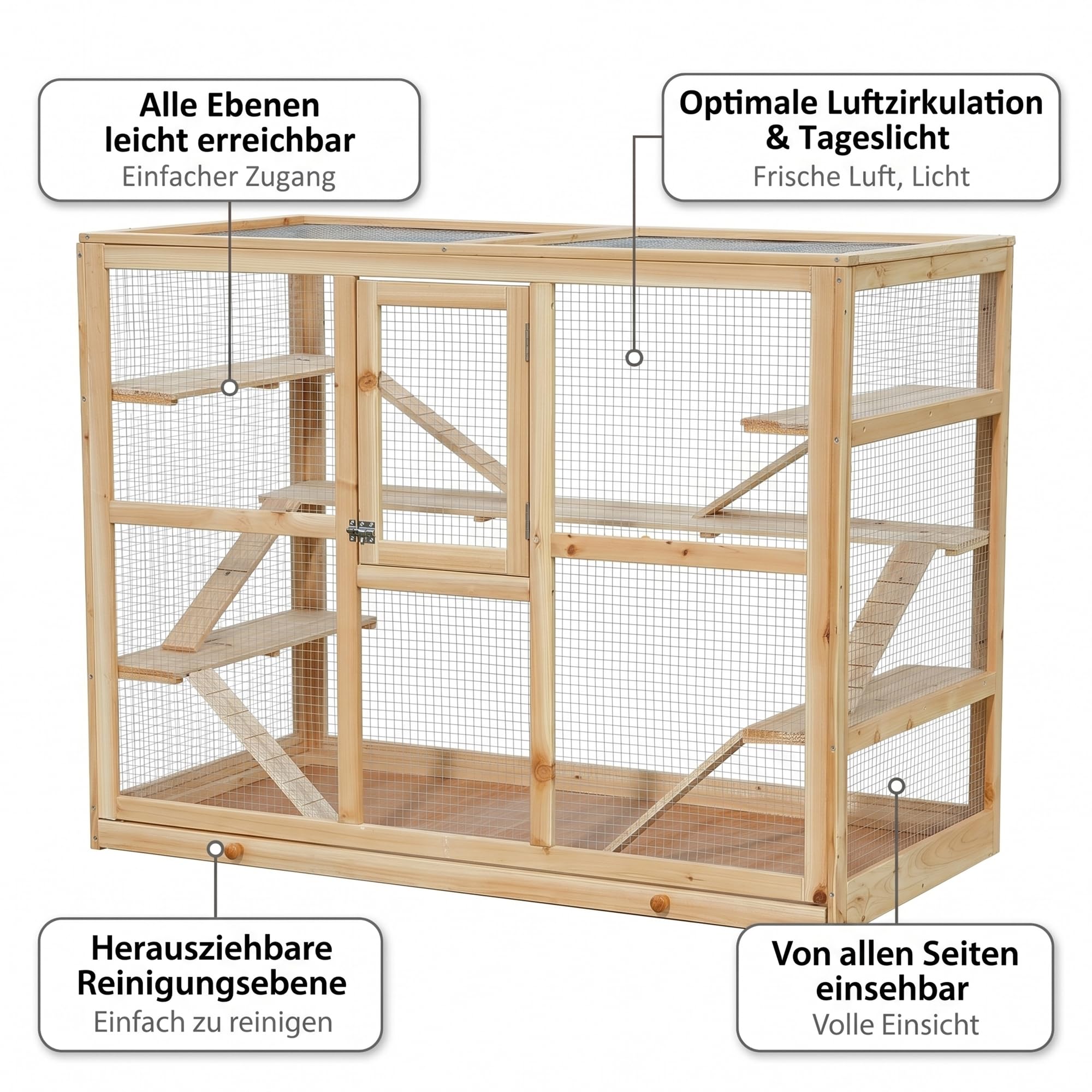 Mucola Freilaufgehege Kaninchen Freigehege aufklappbar Holz 120x60x90 cm | Hasenstall und Kleintierstall für Meerschweinchen und Hühner, aus Fichtenholz, Montage ohne Werkzeug, für Garten und Terrasse