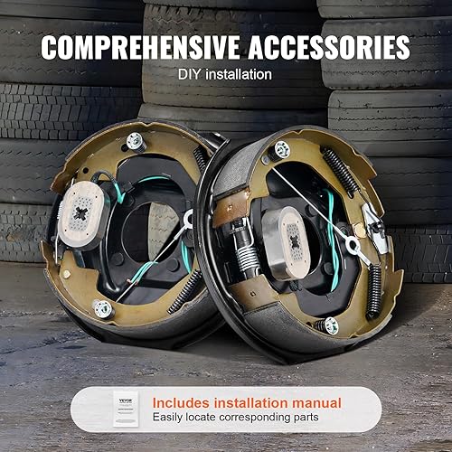 Miniatura 3 de VEVOR Conjunto de freno de remolque eléctrico, 10 x 2-14 pulgadas, 1 par de frenos eléctricos autoajustables para eje de 3500 libras, montaje de 4