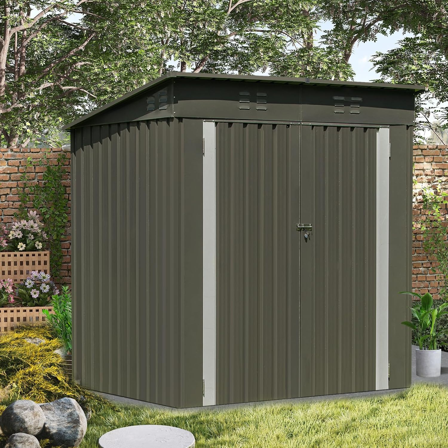 Outdoor Storage Shed for Garden, Size 6.1 * 4 * 6FT