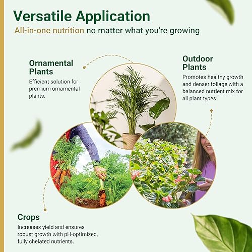 Miniatura 7 de Fertilizante líquido todo en uno Gold Leaf de 1 litro, pH equilibrado, desclorina instantánea, no necesita aditivos, para suelo, hidroponía y coco,