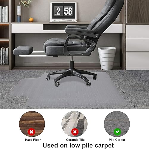 Miniatura 2 de Tapete para silla de piso de pelo bajo para oficina y uso doméstico, grueso y resistente, transparente, para alfombras, tamaño 36 x 48 pulgadas