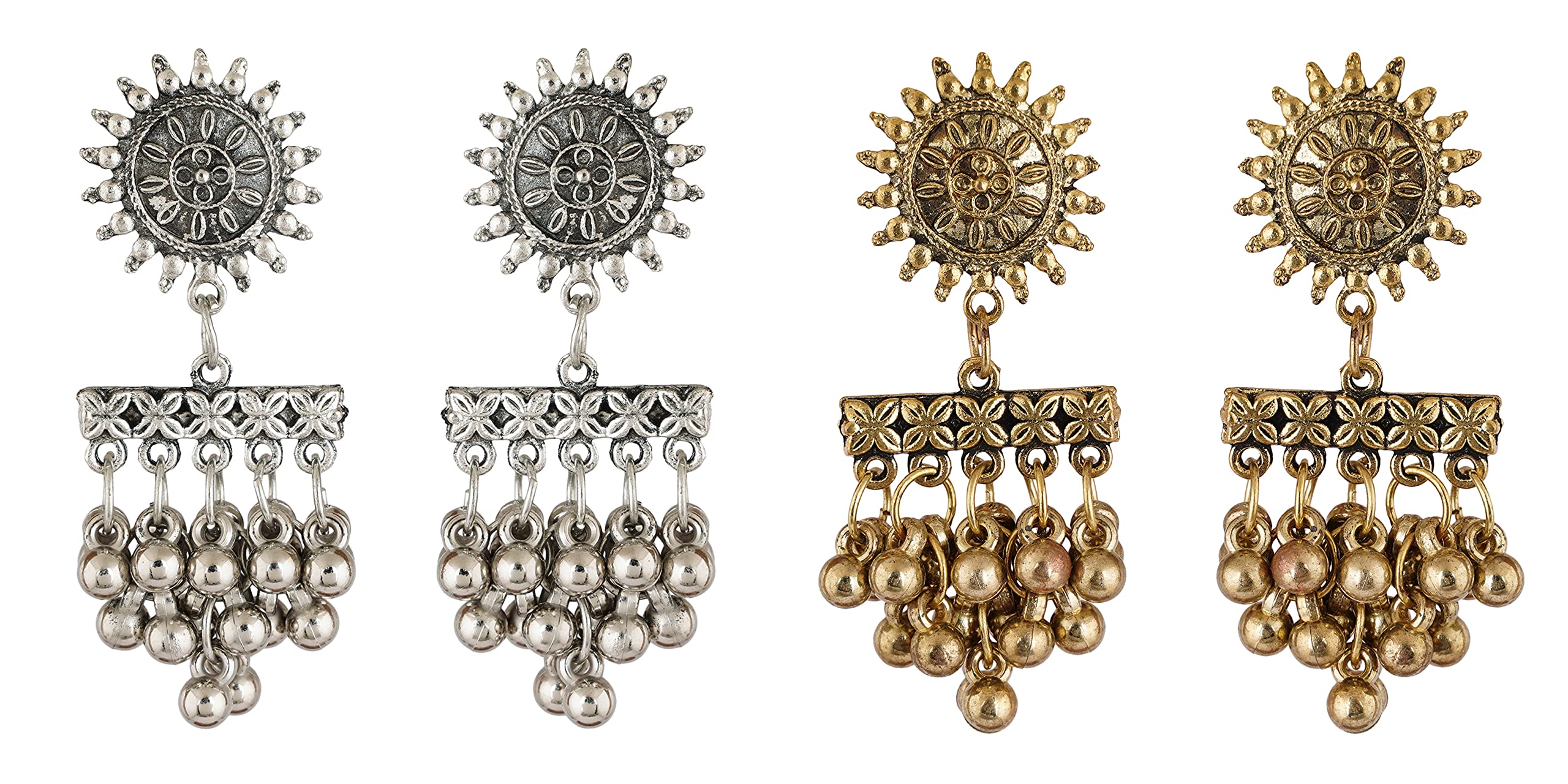 Shreyadzines Designer Oxidised Polish Combo Ghungroo Bridal All Occasion Jhumka Jhumki Studs Earrings for Women and Girls