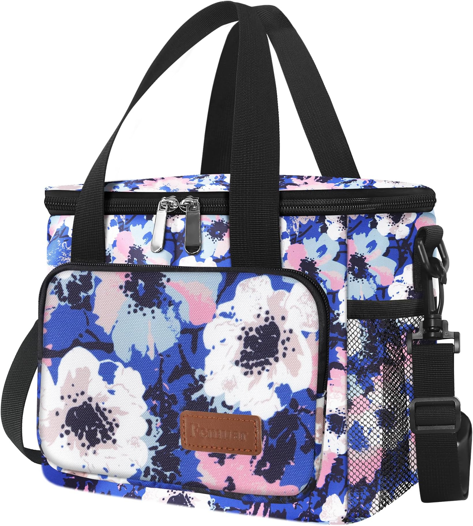 Reusable Lunch Box for Men/Women - Black (Ink foral, Medium Size)