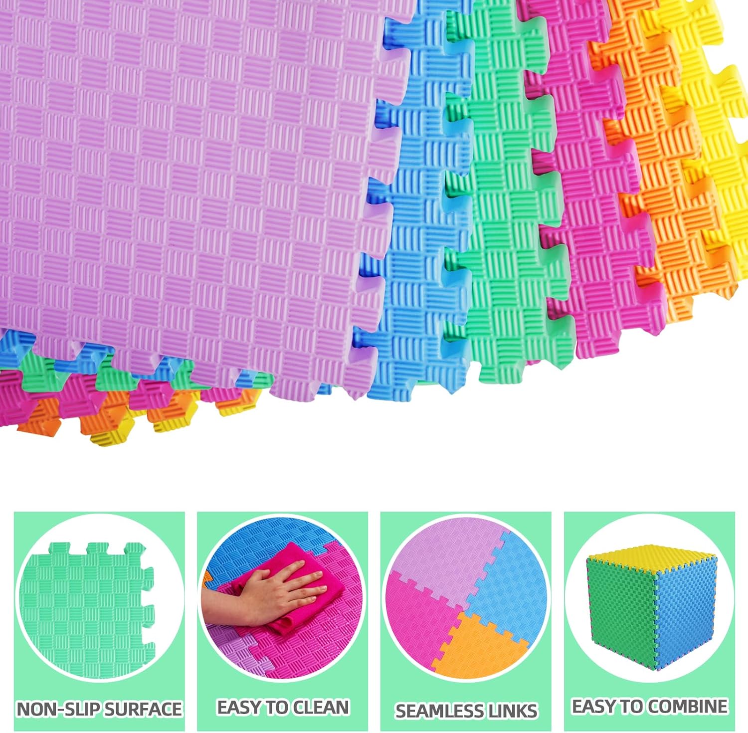 BalanceFrom Puzzle Exercise Mat with EVA Foam Interlocking Tiles for MMA, Exercise, Gymnastics and Home Gym Protective Flooring, Multiple Sizes and Colors - imagen 3