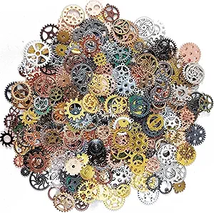 GXXMEI 210 Gram Antique Steampunk Gear, Mix Steampunk Wheel Alloy Gear Pendants Charms for Crafting Jewelry Making