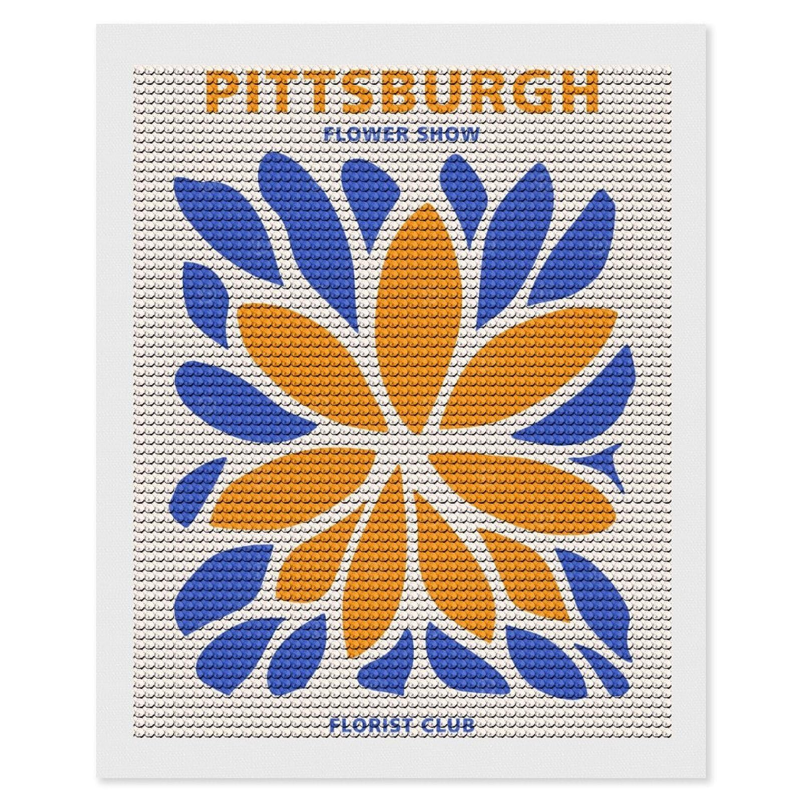 Junmoney Pittsburgh Florist Club Diamond Painting Canvas Set 16"x20", Full Kit Included, Calming Craft to Unwind, Farmhouse Decor, Christmas Gift