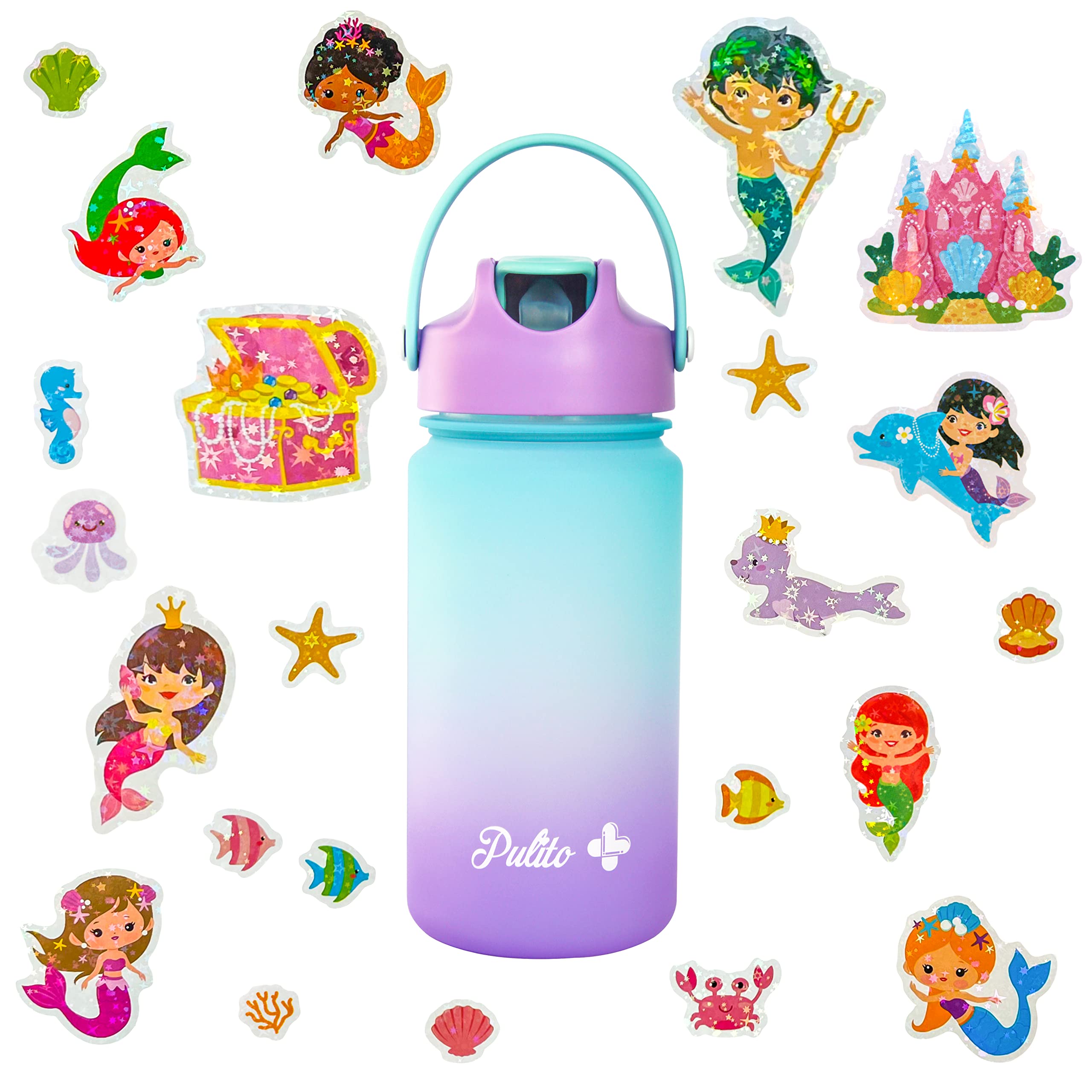 Pulito Kids Water Bottle - 16 9 oz Leak Proof Water Bottles with Straw for Kids Tritan BPA-FREE