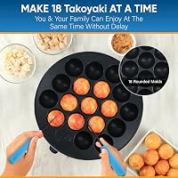 StarBlue Takoyaki Készülék 18 Lyukas Elektromos Serpenyő Hőmérséklet Szabályozással 700W 4