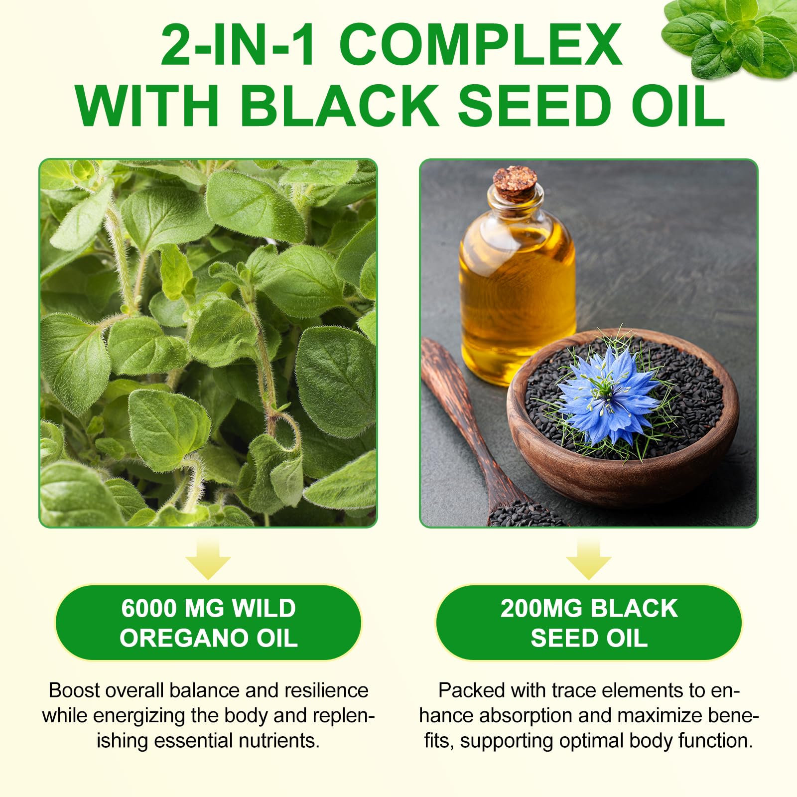 Olio di origano capsule, oregano oils capsules, oil of oregano with black seed oil, olio di origano in capsule con 165 mg di carvacrolo | Non OGM, 120 capsule