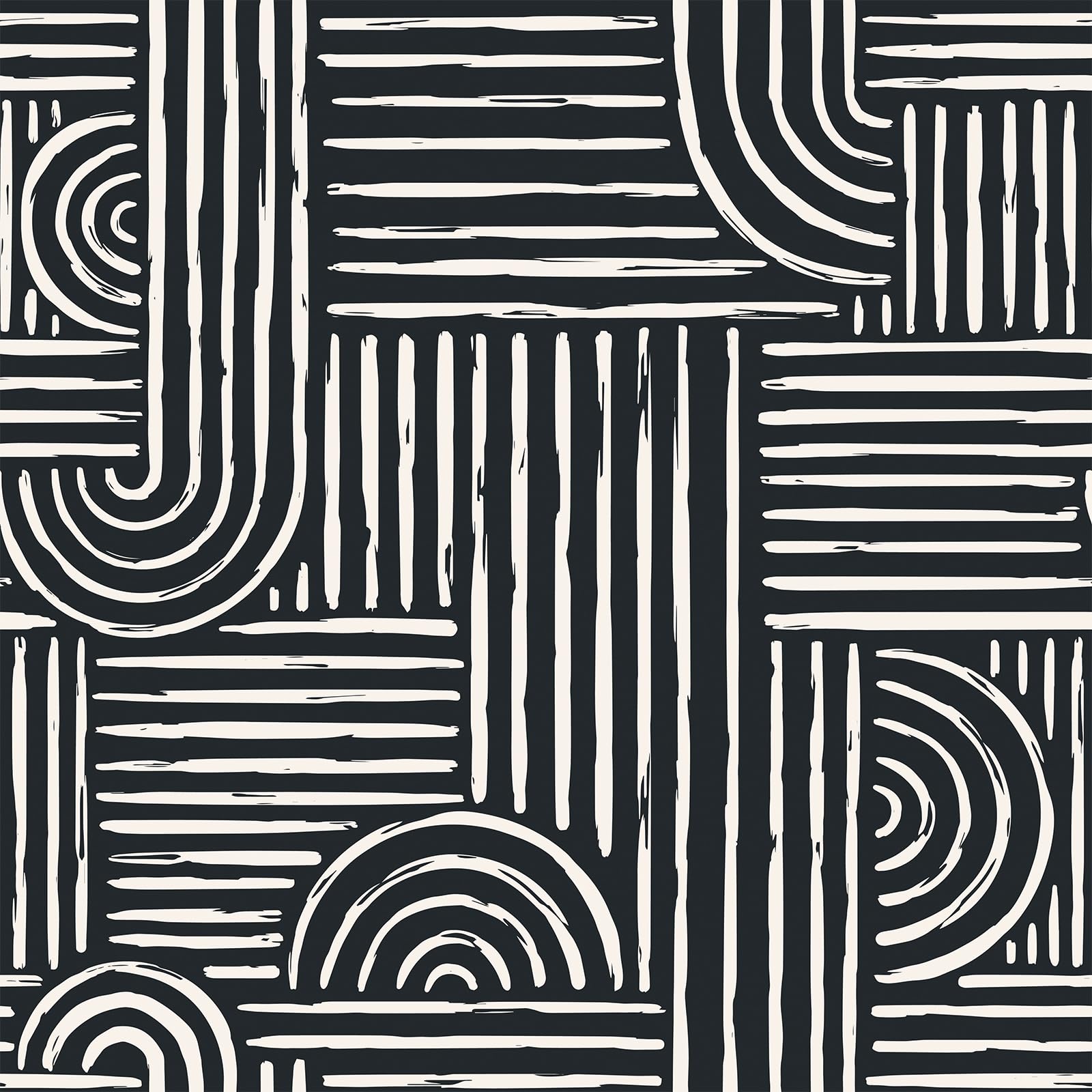 Livelynine 17.5x591 Black and White Wall Paper Peel and Stick Modern Geometric Wallpaper Removable Accent Wall Coverings Self Adhesive Mid Century Art