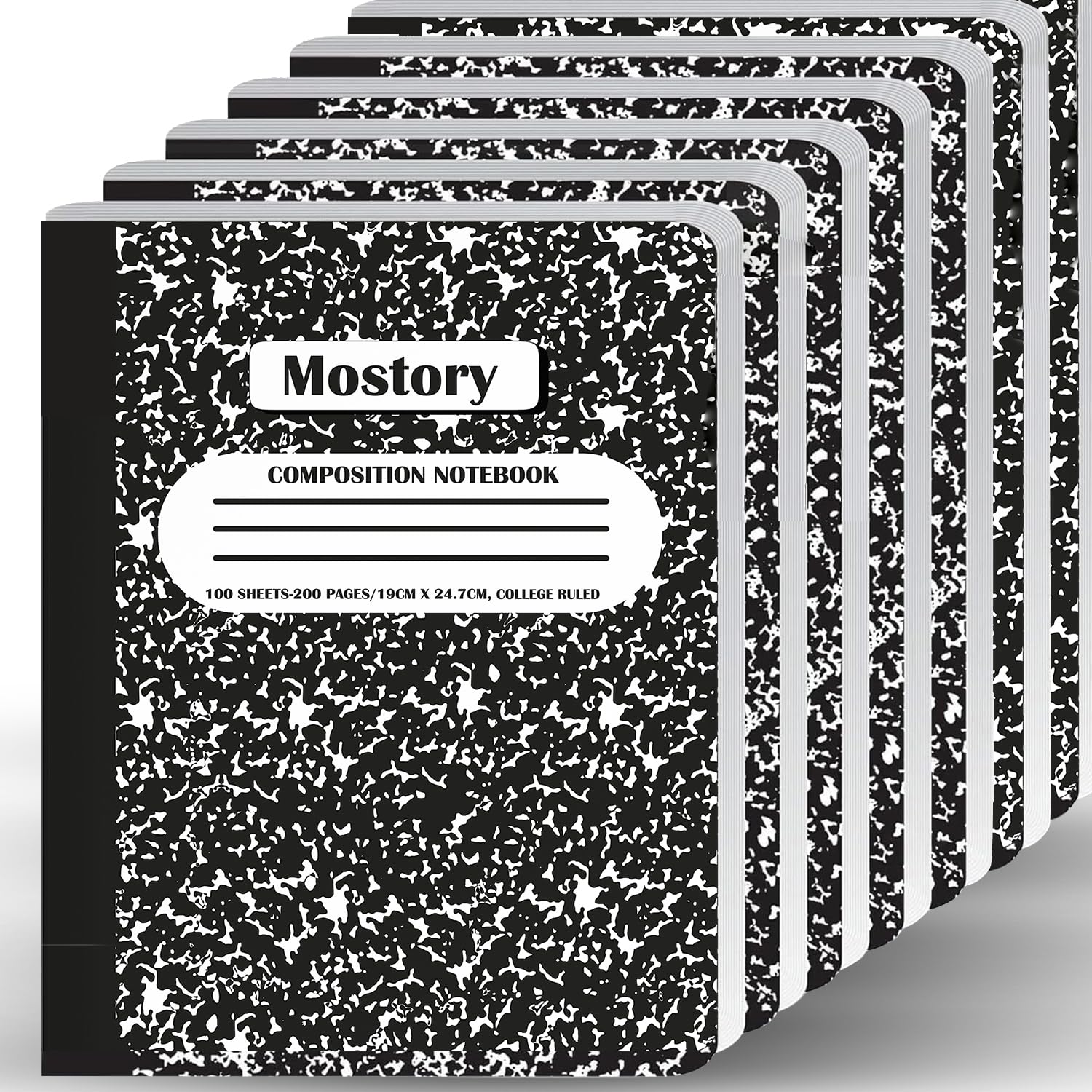 MOSTORY Quaderno per composizione scolastica, 200 pagine (100 fogli), dimensioni 19,1 x 24,8 cm, materiale scolastico, ufficio, blocchi per scuola, quaderni per la scuola, quaderni con carta a righe