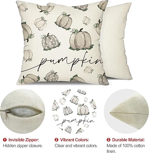 Miniatura 6 de DFXSZ Juego de 4 fundas de almohada de otoño de 18 x 18 pulgadas para decoración de otoño, fundas de almohada de calabaza, almohadas decorativas,
