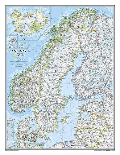 National Geographic Scandinavia Wall Map - Classic (23.5 x 30.25 in) (National Geographic Reference Map)