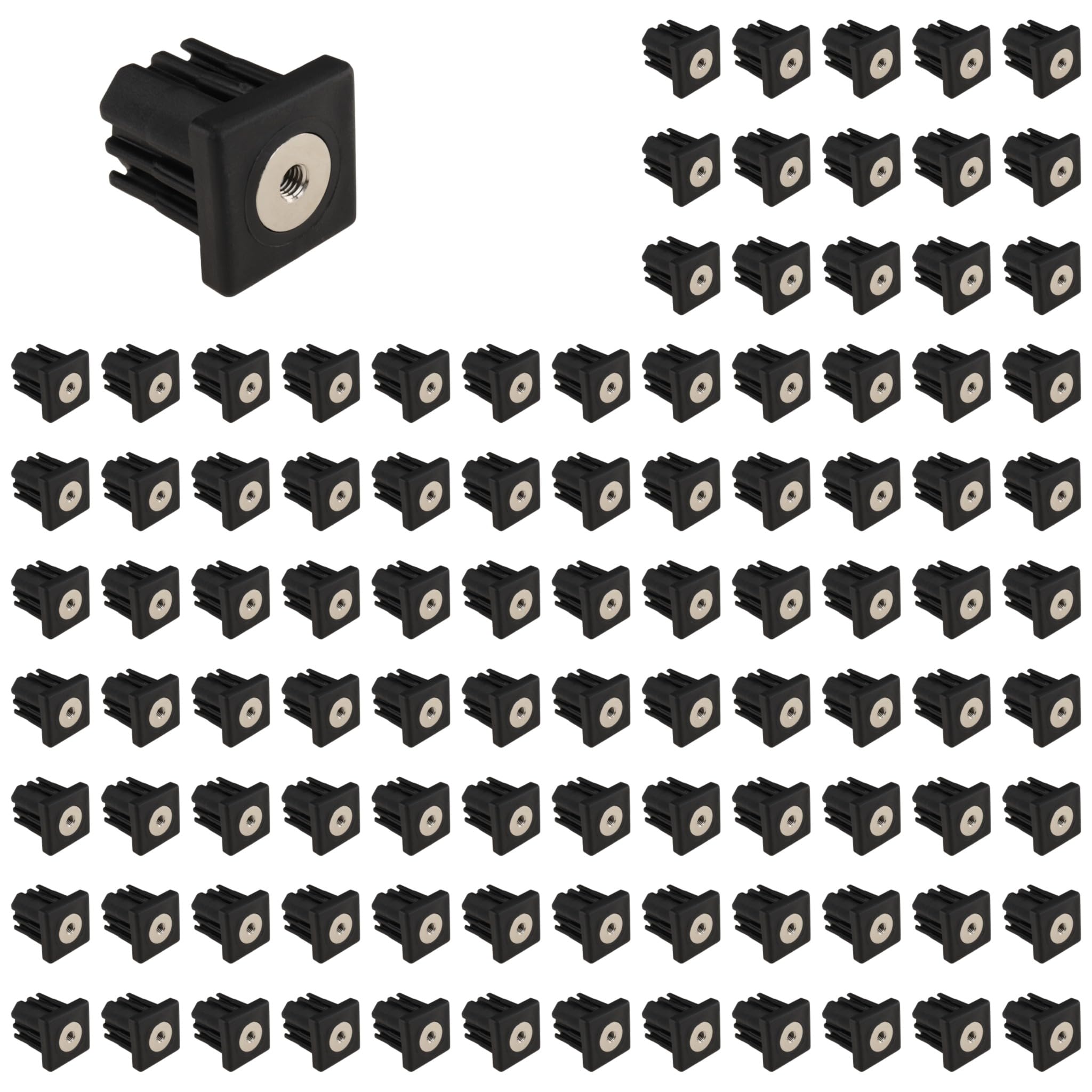 100 tapones roscados M8, 40 x 40 x 2,5, plástico PA reforzado con