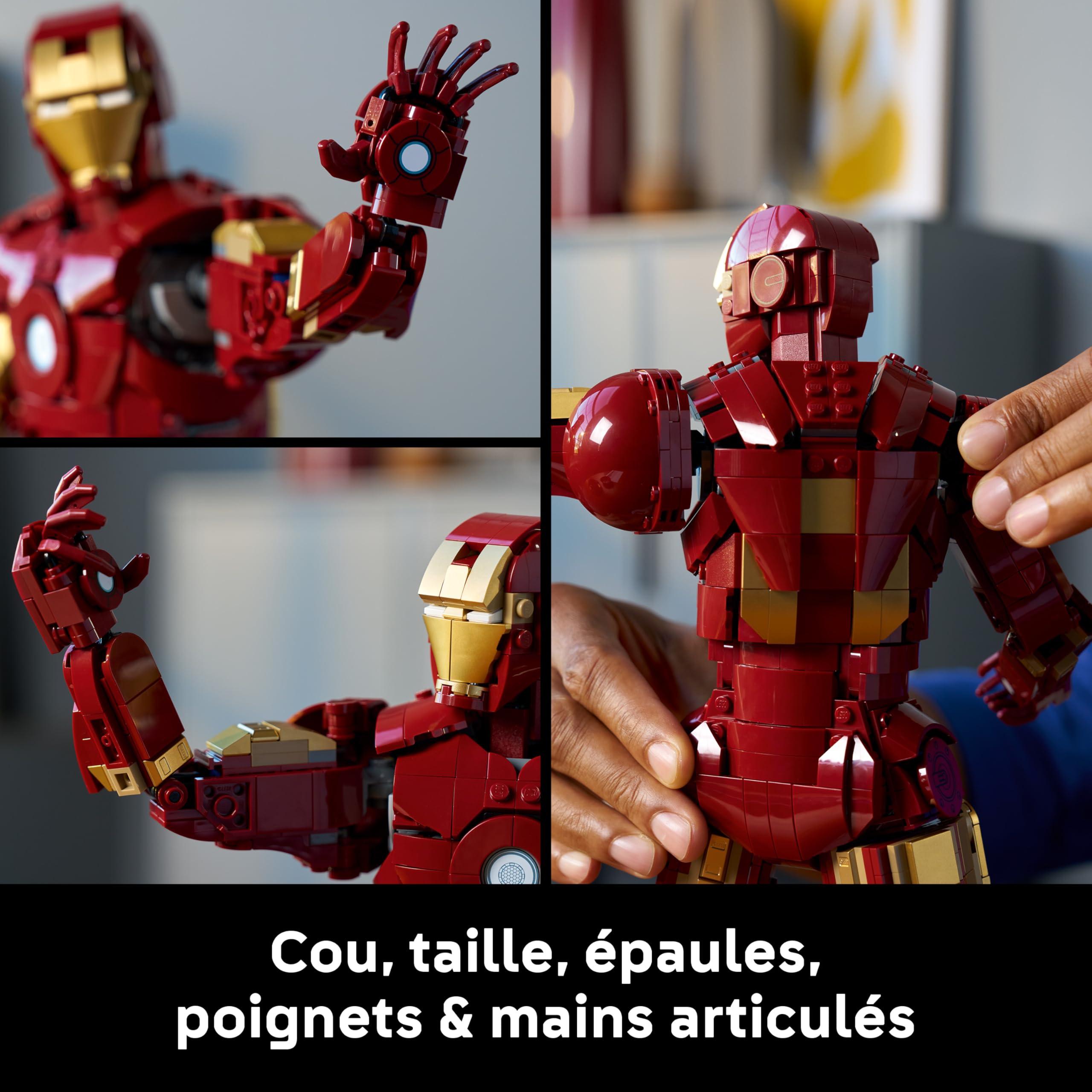 LEGO ǀ Marvel Iron Man Mark 3 Édition Collector - Figurine - Maquette Avengers pour Adulte - Décoration Intérieure - Minifigurine & Réacteur Arc - Cadeau à Collectionner pour Fans 76344