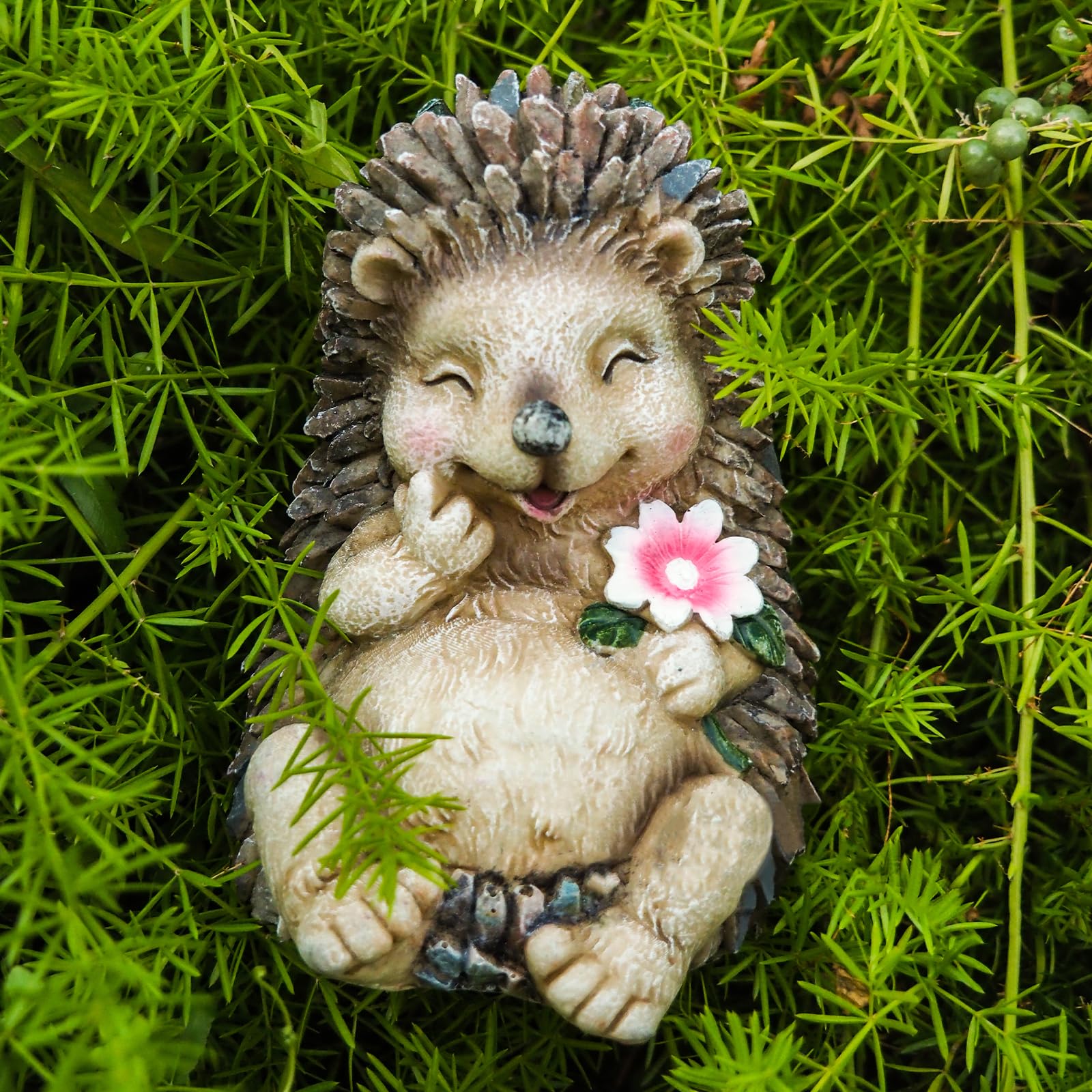 Estatua de erizo, decoración de interiores y exteriores, decoración artística en el hogar, patio, césped, jardín, dormitorio, sala de estar, lindas esculturas de hadas para mamá, abuela,