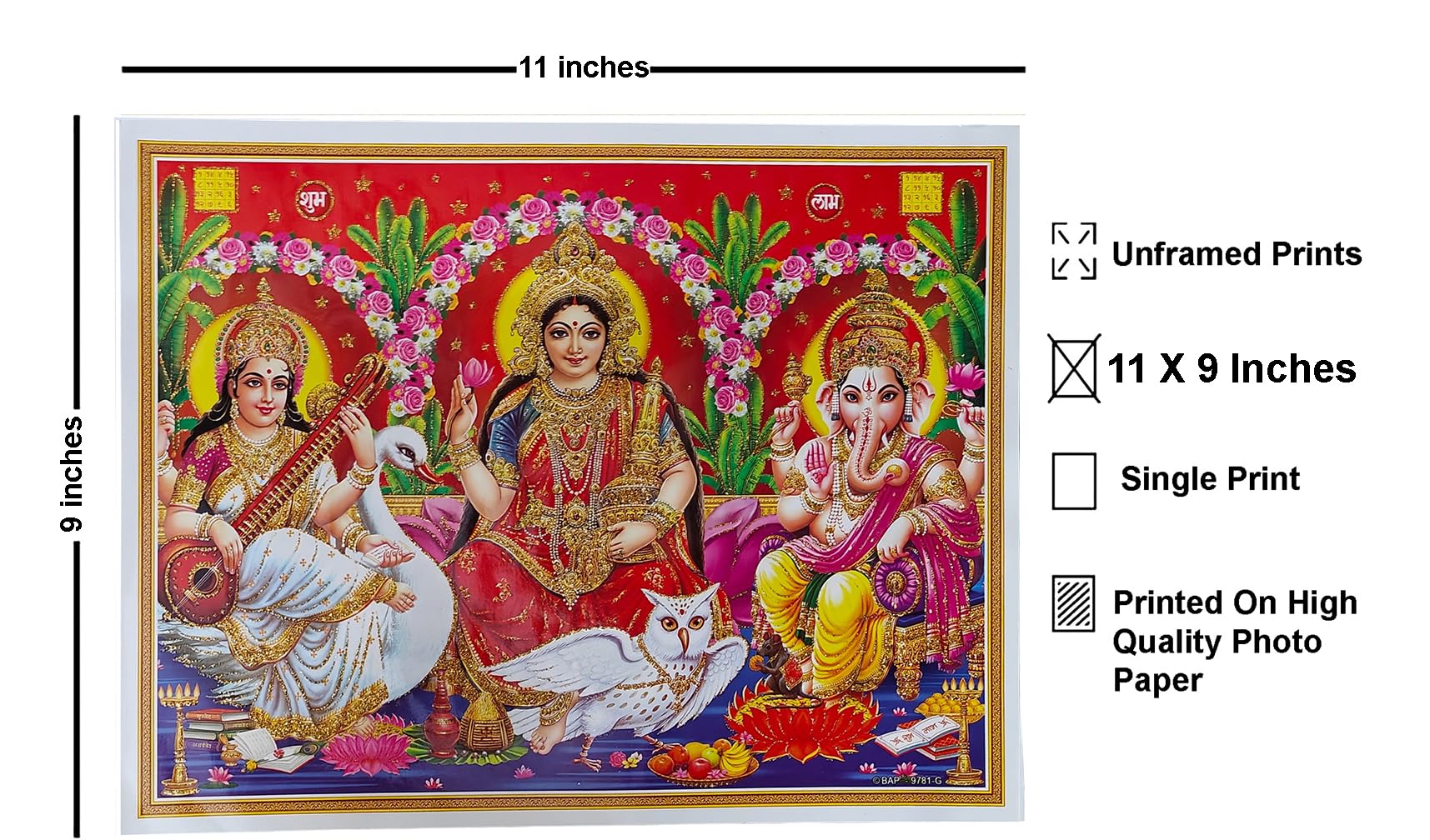Rastogi Handicraft Best Of Indian Reprint Hindu God Poster/Picture With Unframed (Laxmi-Ganesh-Saraswati-Ji-11 X9) - Image 2