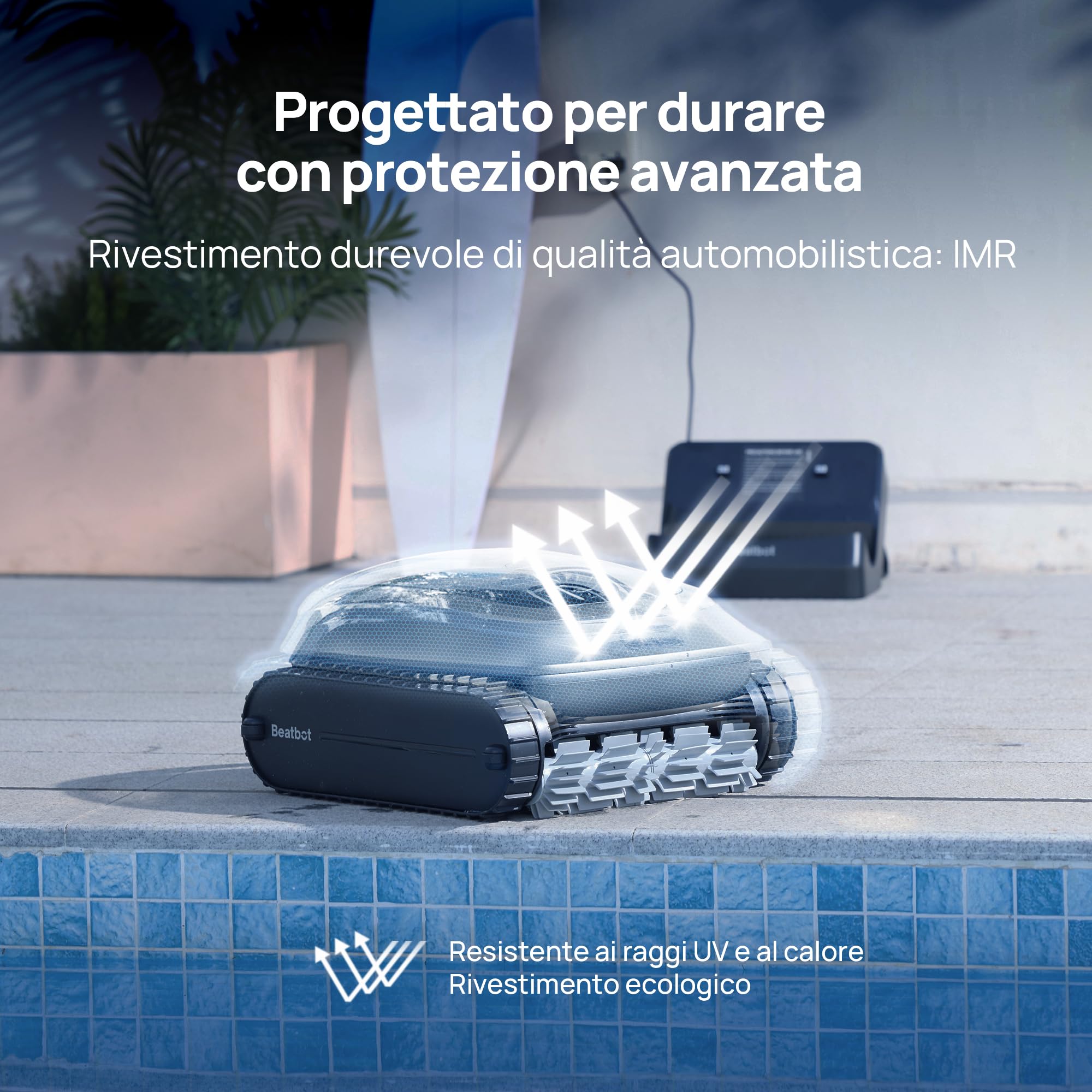 Beatbot AquaSense 2 robot piscina pareti e fondo,Linea d'acqua,Senza Fili | Parcheggio intelligente. Pulisce pavimento, pareti e linea d'acqua con doppio passaggio, Per piscine fuori terra e interrate