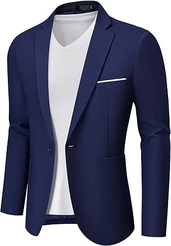 MAGE MALE Men's One Button Blazer Lightweight Casual Sport Coats