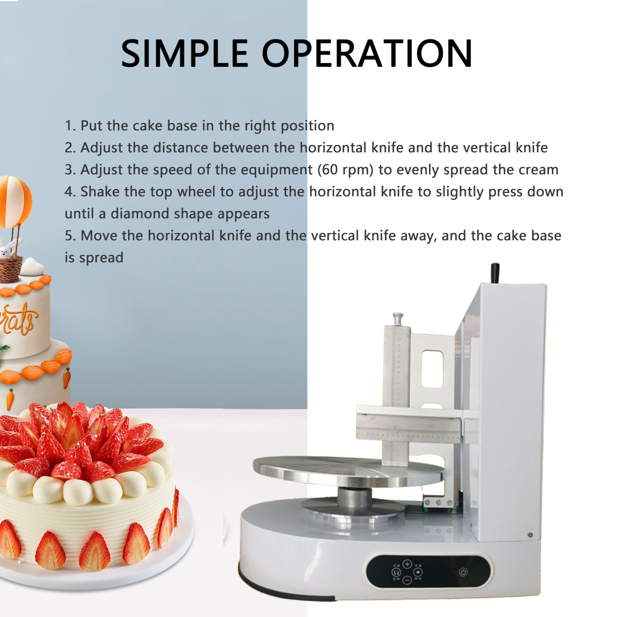 Elektrische Kuchendekorationsmaschine, 200 W automatische Buttercreme-Verteilmaschine, kommerzielle Kuchenglasur-Beschichtungsmaschine, für 4-12-Zoll-Kuchen,Pink