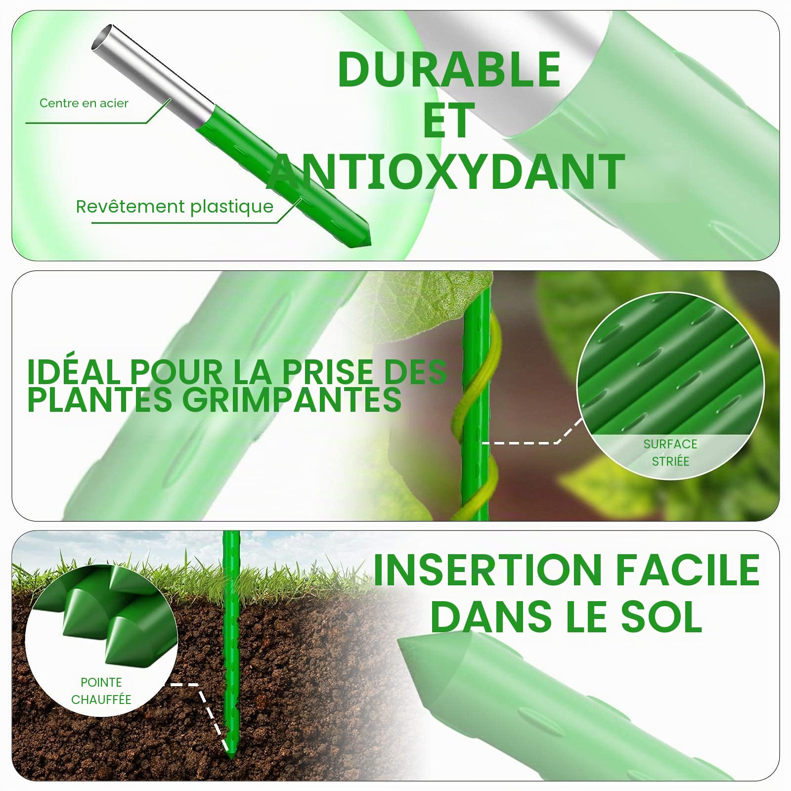 WAENLIR Lot de 25 piquets de jardin robustes pour plantes et tomates 60 cm