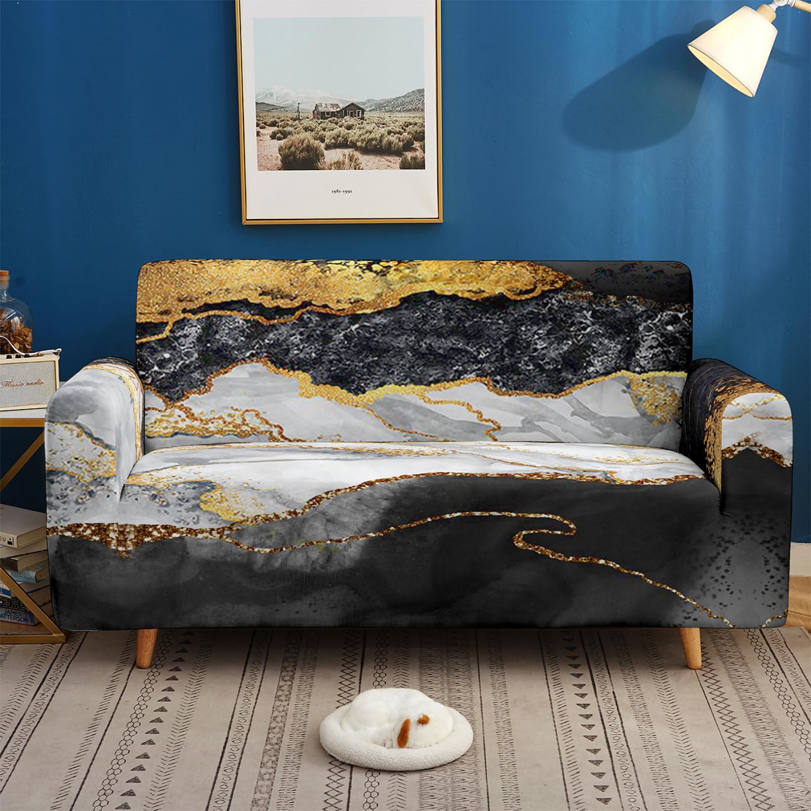 Housse Canapé 3 Places Style Moderne Housse Canapé Extensible 1 Places,avec Accoudoirs,Super Élastique Sofa Cover,Antidérapante,Antisalissure,Lavable