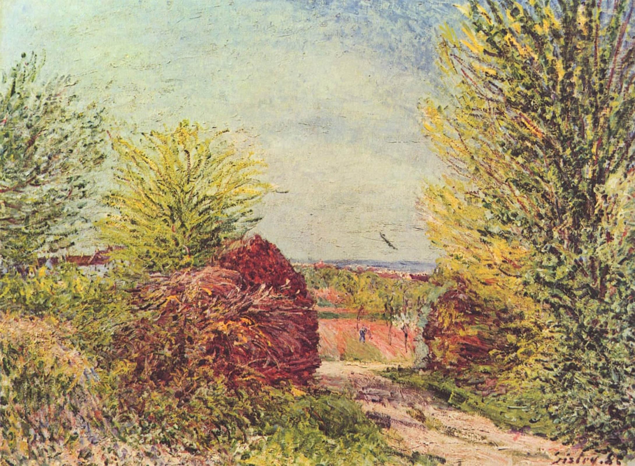 ARTXLXXBN Famous Print Painting Colorful Art Print Way in Veneux Nadon in the Spring by Alfred Sisle Canvas Art Decorations for Home Decor 60x90cm