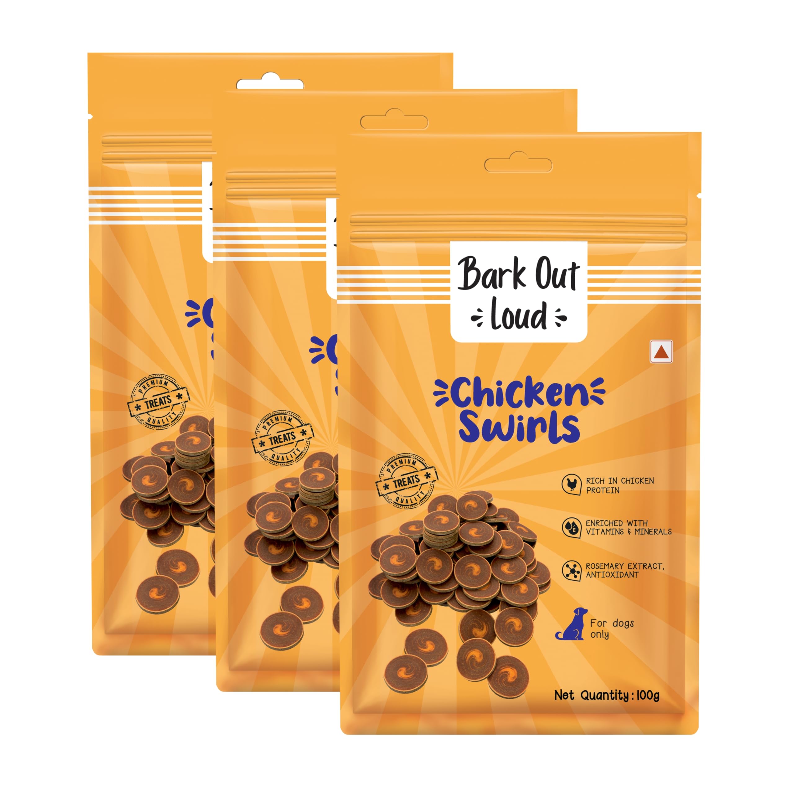 By Vivaldis - Flake Chicken Swirls Dog Treat | Nutritious Ingredient Treats | Rich In Protein, Omega 3 Fatty Acids, Antioxidants For Dogs Of All Life Stages - 100 Gm, Pack Of 3
