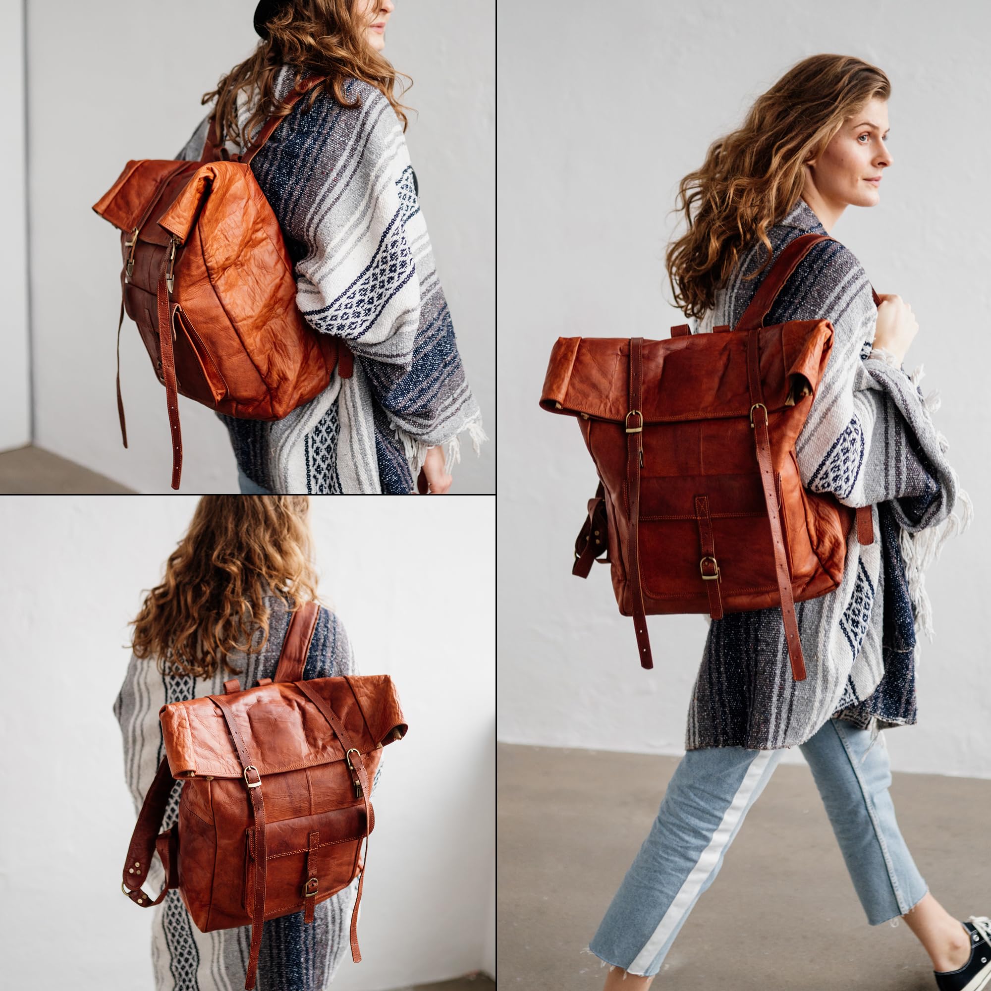Berliner Bags Leeds Mochila de Piel Auténtica con Compartimento para Portátil y Diseño para Ciclistas, para Hombre y Mujer – Marrón