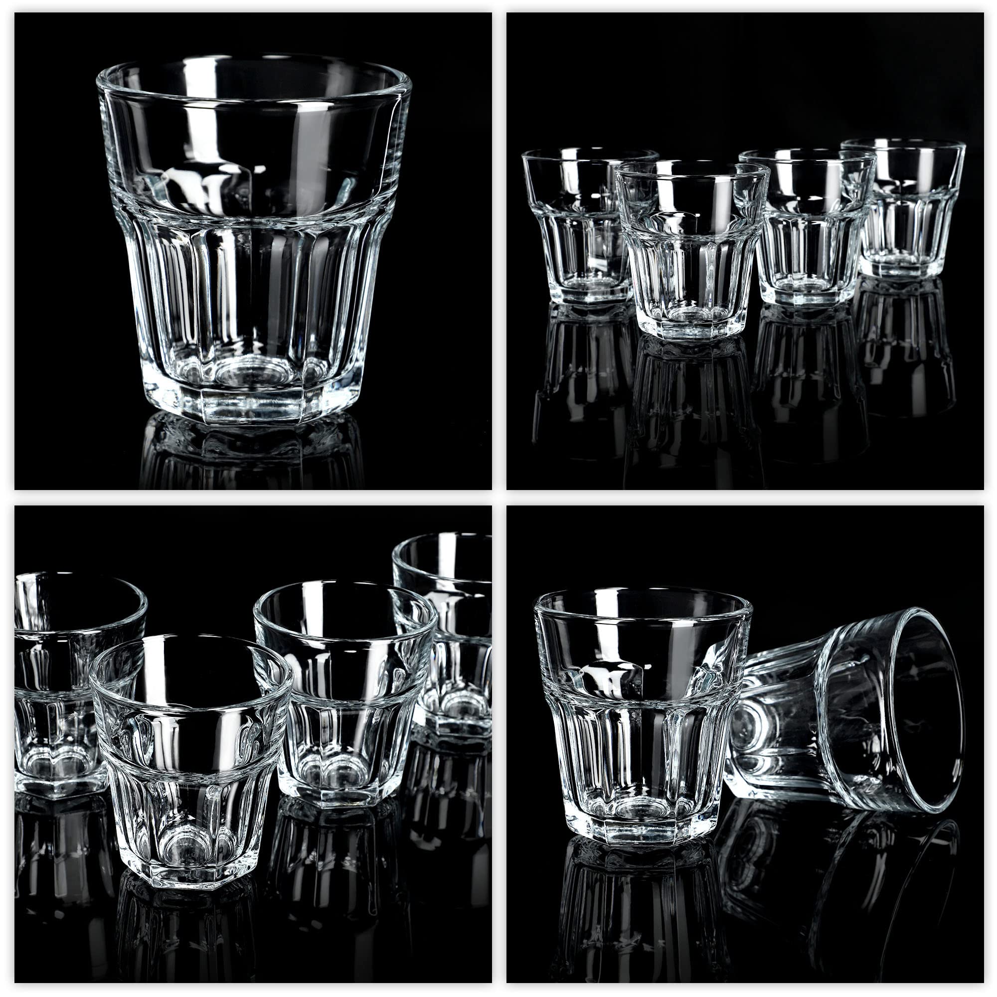 Lot De 4 Verres Long Drink Amelie 365ml | Verre Neutre Calcium | Lavable Lave-vaisselle | Empilable