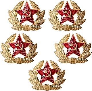 Soviet Pin WW2 Communist Sickle And Hammer Pin Star KGB Russian Hat Badge USSR Russian Insignia - Set of 5