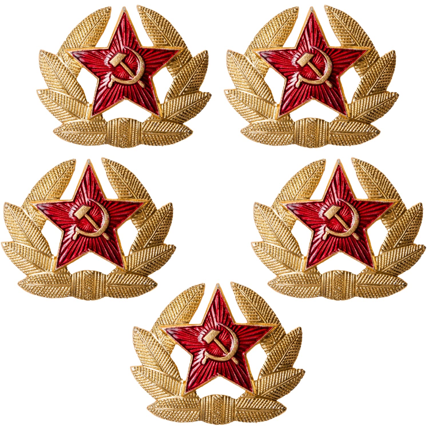 Soviet WW2 Communist Sickle And Hammer Pin Star KGB Badge USSR Russian Hat Insignia