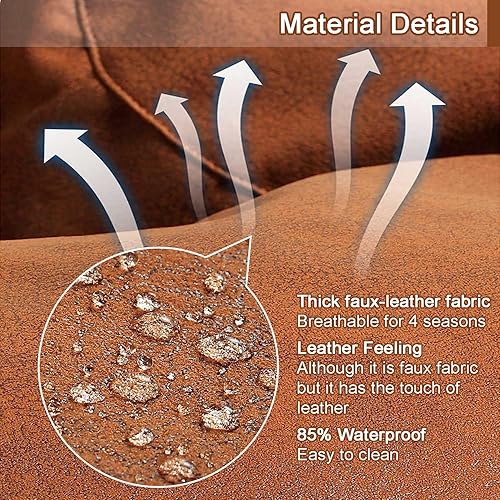 Miniatura 6 de Funda de sofá puff sin relleno, piel sintética, para el hogar, ocio, sofá individual, sala de estar, dormitorio, puf, funda para tumbona, 23.6 x