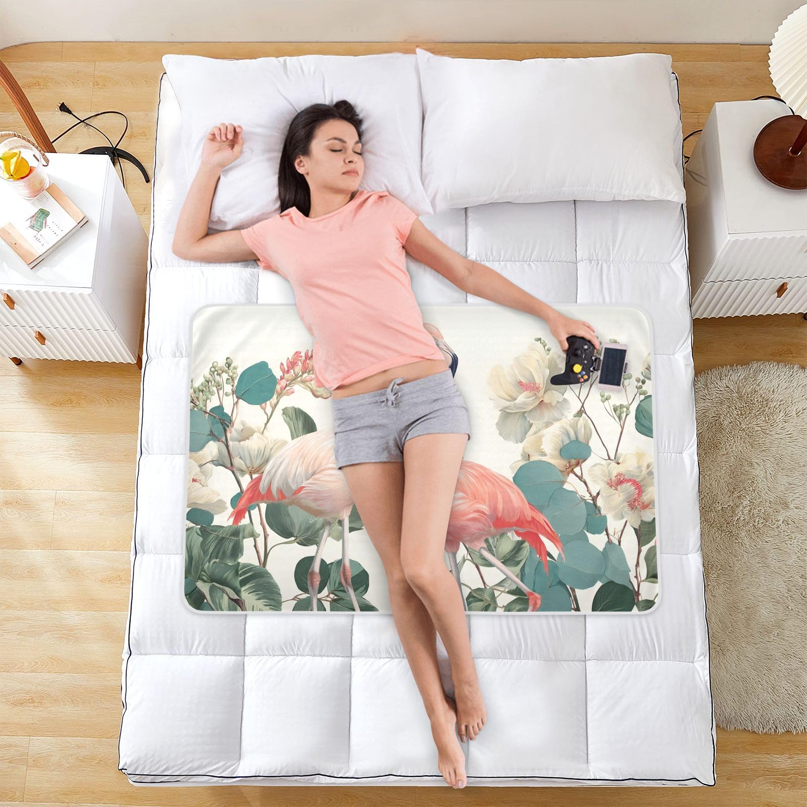 CEBUGI 34” x 52”Washable Underpads Heavy Absorbency Waterproof Incontinence Bed Pads Flamingo Leaves Pee Pads for Adults Kids and Baby