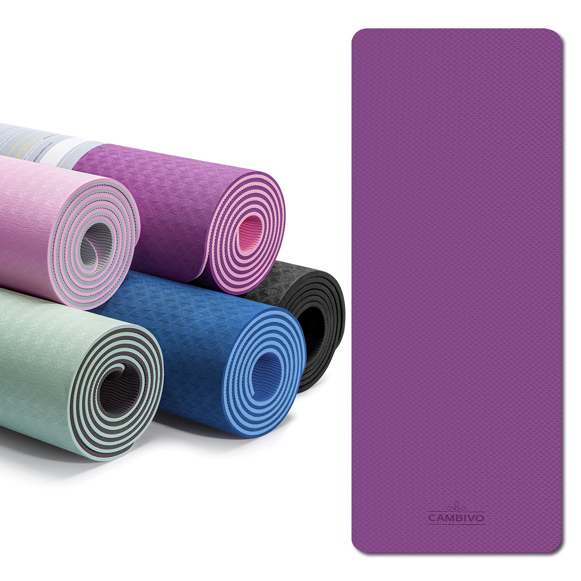 CAMBIVO Extra Thick Yoga Mat for Women Men Kids, Professional TPE Yoga Mats, Workout Mat with Carrying Strap for Yoga, Pilates and Floor Exercises (color is teal)