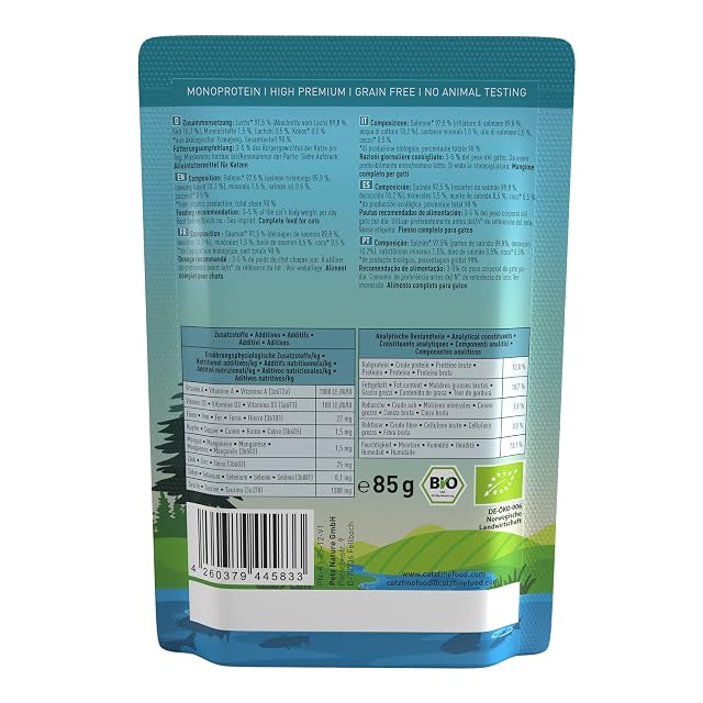 Foto 2 de 3 de catz finefood Comida orgánica para Gatos de salmón, monoproteínas húmedas de Calidad biológica