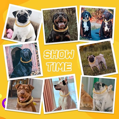 Miniatura 4 de Collar de cadena de oro chapado en oro de 18 quilates de 0.748 in de grosor para perros (oro de 14 pulgadas)