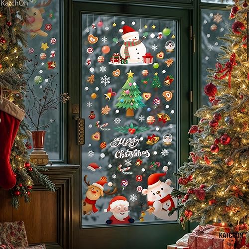 Miniatura 6 de KatchOn Adhesivos de Navidad para ventana, 242 piezas, calcomanías de vidrio para ventanas, decoraciones navideñas, adhesivos de invierno para
