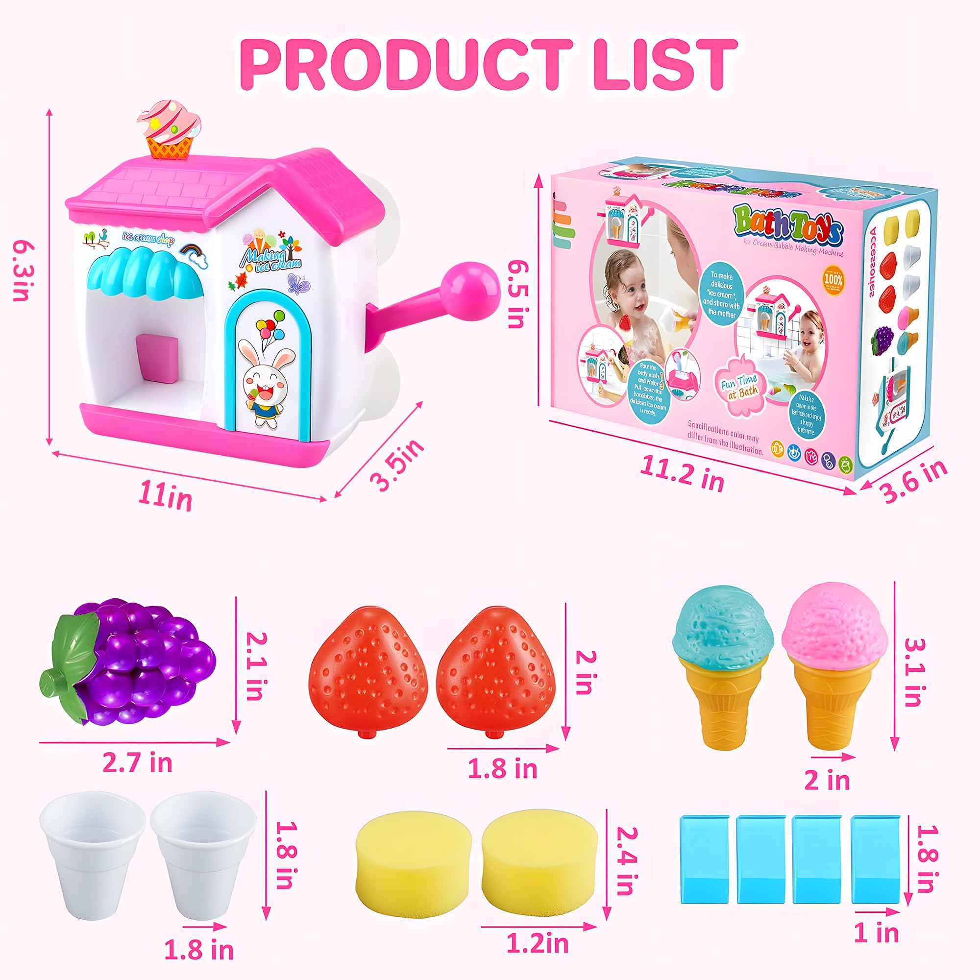 ROHSCE Burbujas de baño para niños, juguete de espuma para hacer helados, máquina de burbujas para el baño, sin agujeros, juego de juguetes de baño para niños pequeños, fabricante de burbujas ROHSCE Burbujas de baño para niños, juguete de espuma para hacer helados, máquina de burbujas para el baño, sin agujeros, juego de juguetes de baño para niños pequeños, fabricante de burbujas
