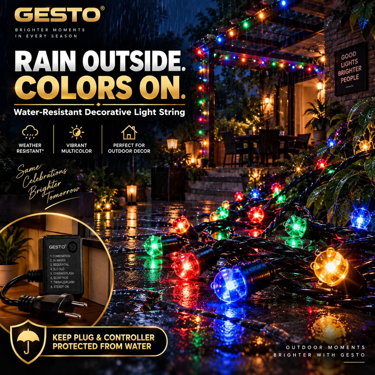 Gesto 55m LED String Lights - Multicolor & 8 Modes -6